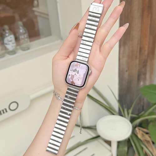 iwatch12不锈钢金属钢带适用苹果S11手表se表带GT6华为fit5小米10 - 图1