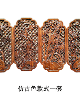 东阳中式镂空雕刻香樟木四季花鸟
