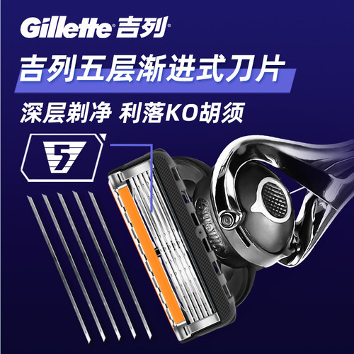吉列锋速5刀片式锋隐致顺剃须刀手动刮胡刀男士吉列剃须刀套餐 - 图0