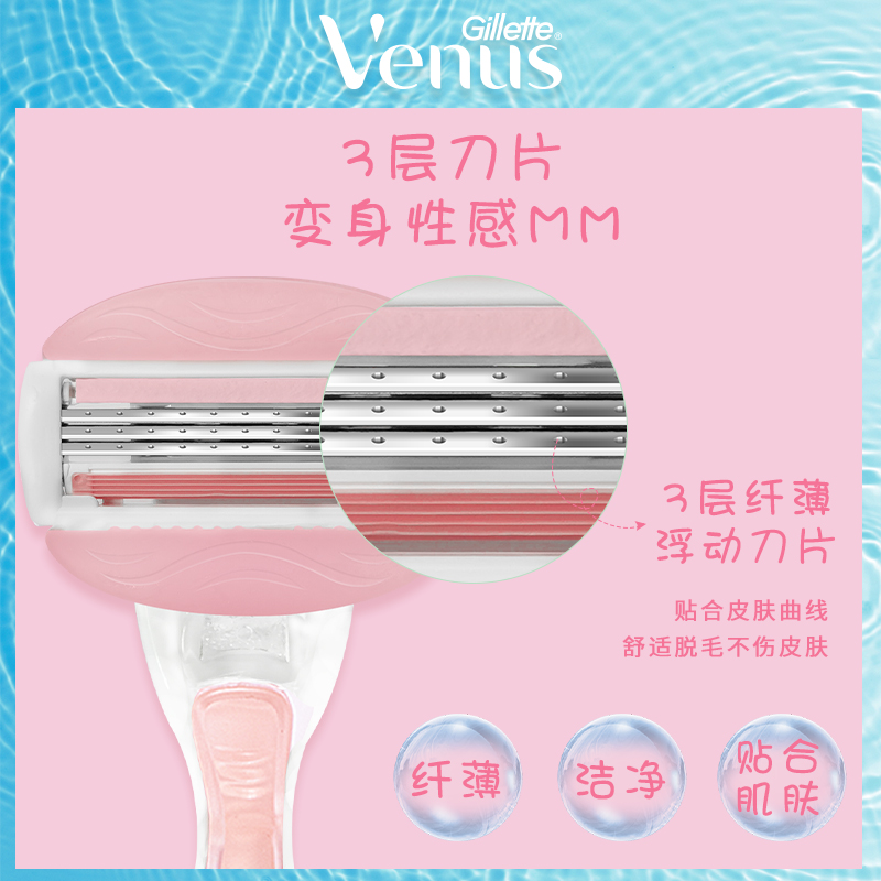 吉列维纳斯女刮毛刀venus吉列剃毛腋毛脱毛手动剃须全身腿部除毛 - 图1