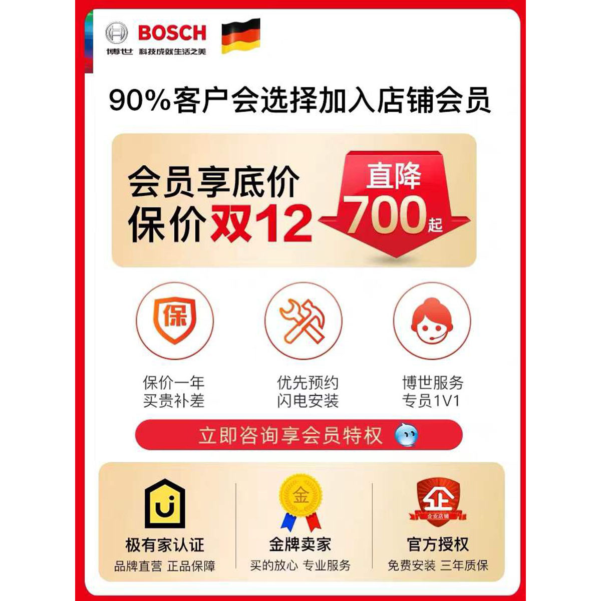 正品BOSCH博世ID60P高端指纹锁家用防盗门密码锁电子门锁智能锁-图0