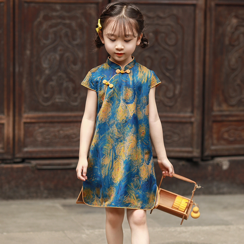 女童旗袍2025新款中式唐装裙子夏季洋气连衣裙女童中国风改良汉服 - 图2