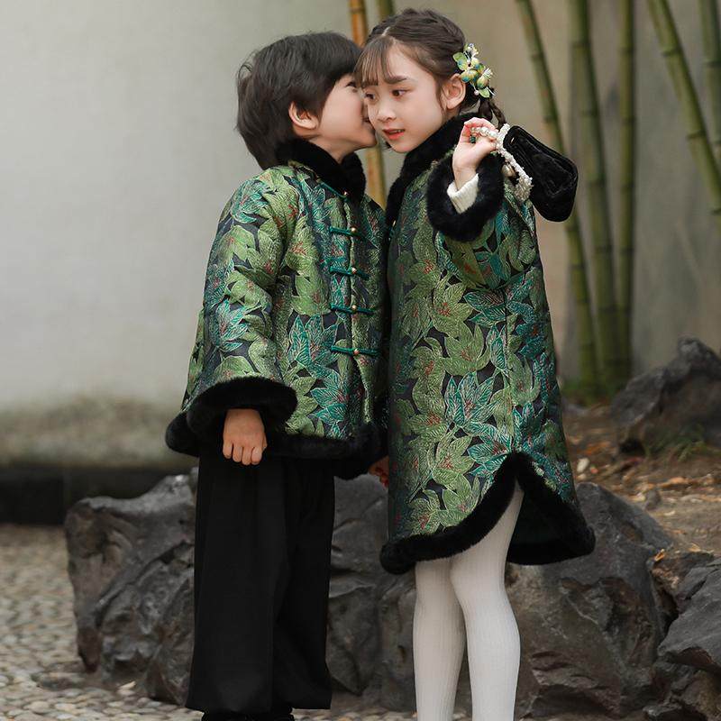 儿童拜年服冬季加厚男女童唐装兄妹装旗袍棉衣姐弟同款汉服外套,淘宝优惠券,粉丝福利购,淘宝优惠卷