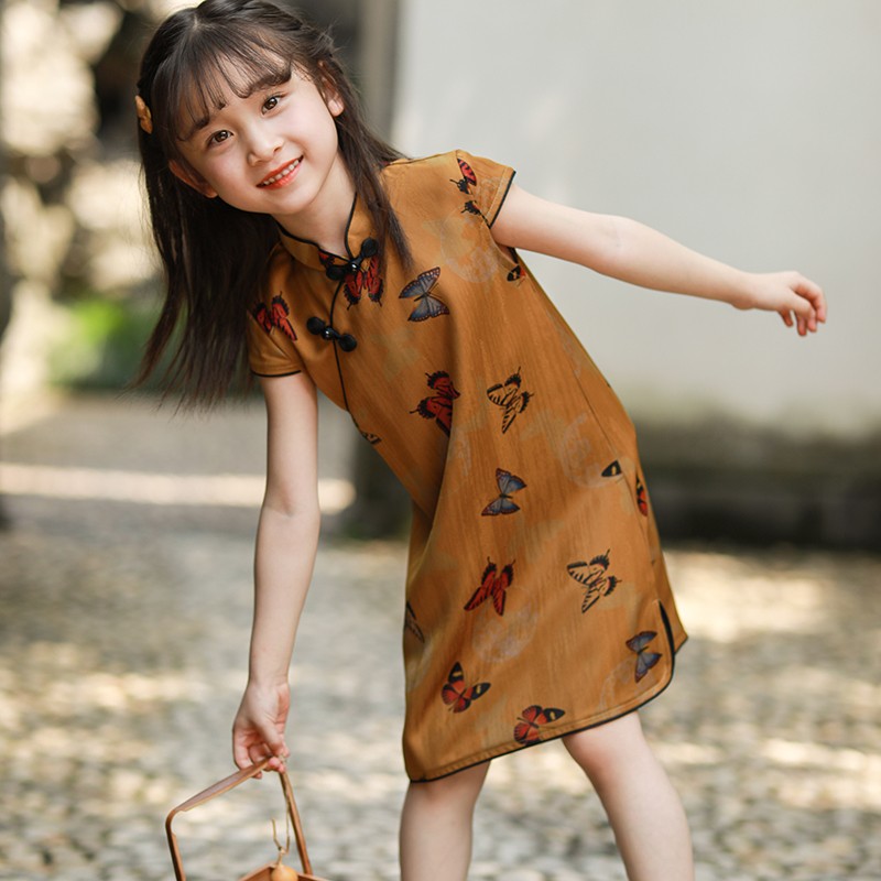 女童旗袍2025新款中式唐装裙子夏季洋气连衣裙女童中国风改良汉服 - 图0