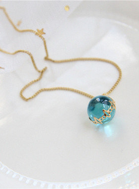 蓝色海洋韩国梦幻森系小众锁骨链