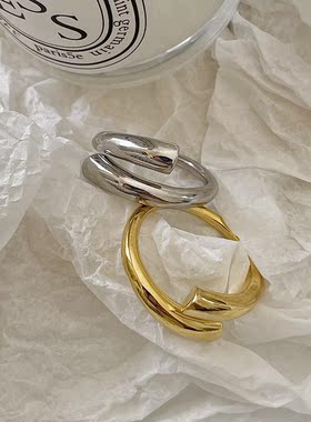 7 rings 极简小众ins几何线条925银戒指女