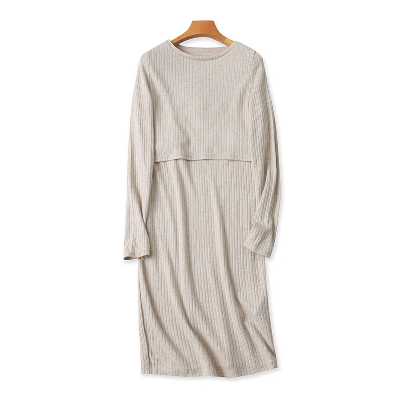 外贸圆领假两件连衣裙 秋冬新款长袖中长款针织裙女套头裙子11103,淘宝优惠券,粉丝福利购,淘宝优惠卷