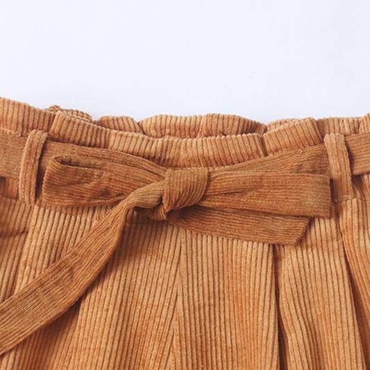 Half elastic waist versatile trousers corduroy