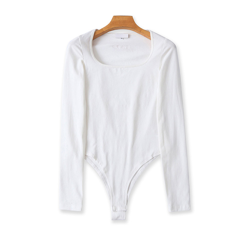 外贸方领长袖连体T恤衫春秋新款纯色修身女显瘦时尚打底上衣04153,淘宝优惠券,粉丝福利购,淘宝优惠卷