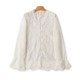 ການຖັກແສ່ວຫນັກ V Neck Lace Shirt ແຂນຍາວປຸ່ມ