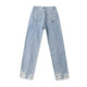 ພາກຮຽນ spring ແລະ summer ຂອບດິບ ripped ຂາຊື່ jeans ວ່າງສໍາລັບແມ່ຍິງ