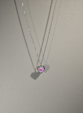 古着女生项链紫色爱心吊坠配饰品