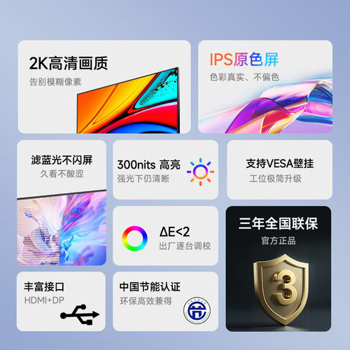 AOC 27英寸2K显示器Q27B35E 75HZ IPS屏 窄边框 低蓝光办公显示器 - 图0