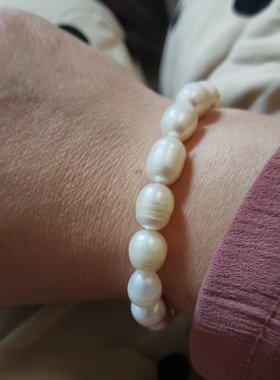 特惠天然淡水珍珠手串女款时尚简约百搭手饰9-10㎜手链14k金配件