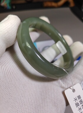 一物一拍05特价｜天然和田玉晴水玉浅湖绿手镯平安镯59.3圈