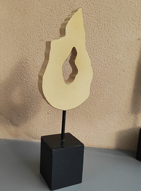 现代抽象简约手工木雕摆件侘寂风