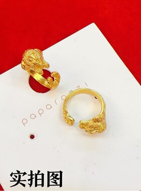 越南沙金小卷毛狗泰迪戒指