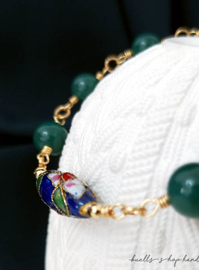 手作新品天然玛瑙珠串珐琅国风女