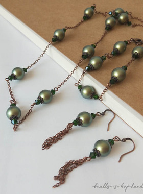 手作新品复古时髦人工珍珠装饰项链手链耳环耳夹饰品女