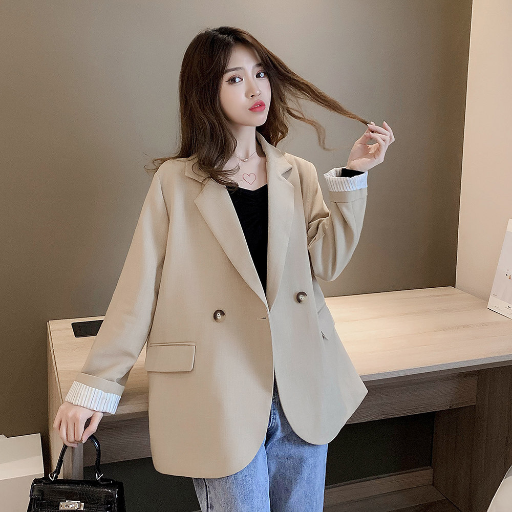 网红小西装中长款韩版宽松气质外套 沐乃衣女装西装