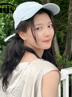 韩国emis帽子女秋天鸭舌帽棒球帽户外防晒帽男大帽檐2024新款浅蓝