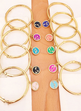 欧美时尚小众设计手镯ks星座镀金