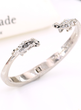 ks 银色个性蜥蜴壁虎银色开口手镯