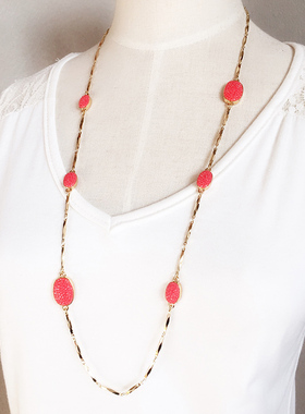 欧美小众设计项链轻奢红色宝石