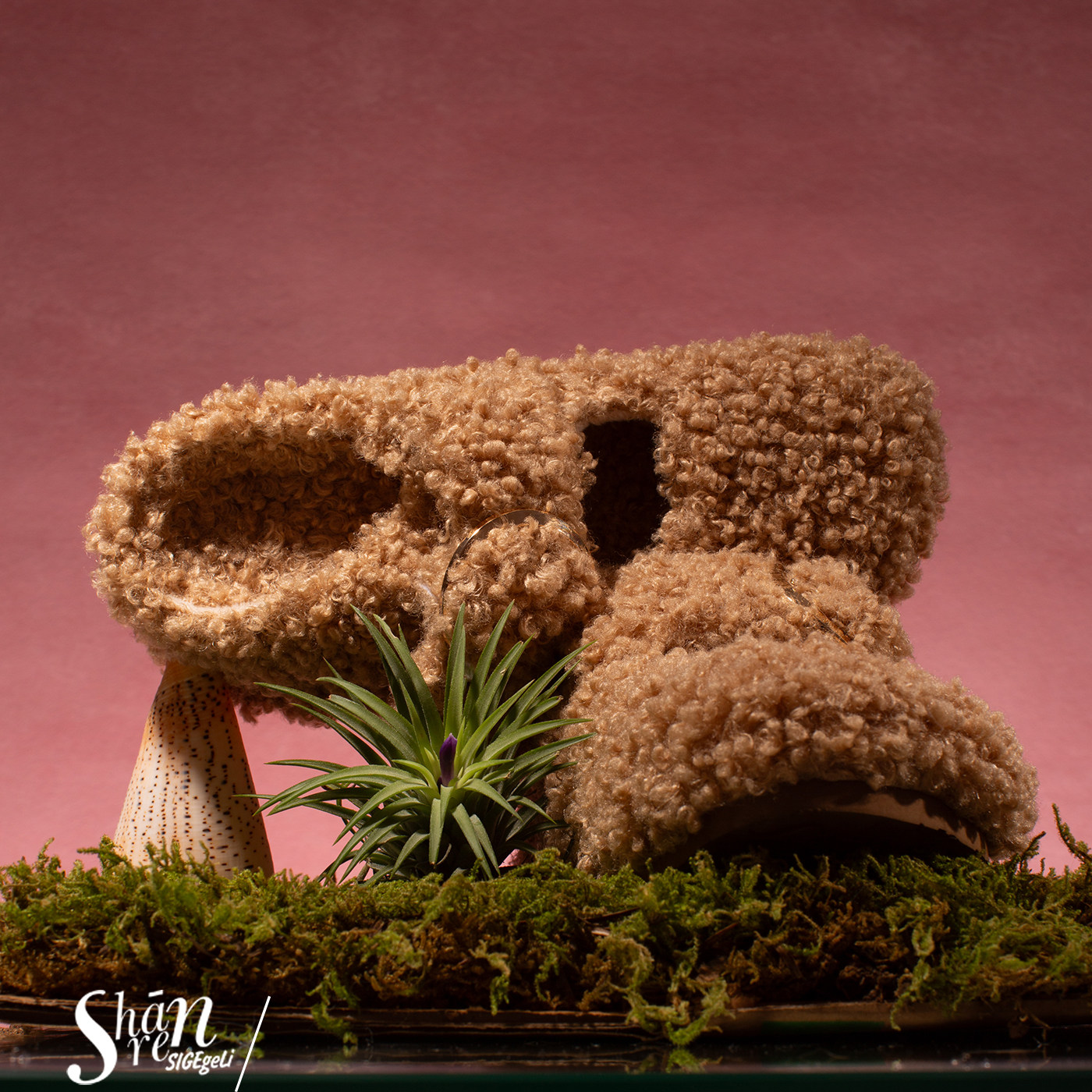 ShānRen内增高7.0CM羊卷毛博肯鞋 加绒款包头半拖鞋女外穿毛毛鞋,淘宝优惠券,粉丝福利购,淘宝优惠卷