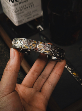 巴赫工作室非遗铁翦金工艺手镯男