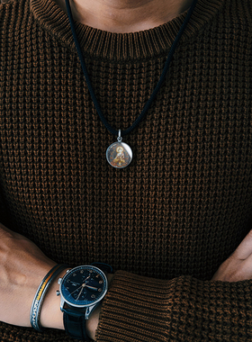 巴赫工作室地藏唐卡非遗铁翦金工艺圆形吊坠男女款项链24k金挂坠