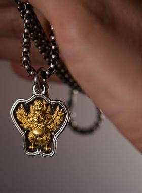 巴赫工作室陨铁古法铁翦金挂坠