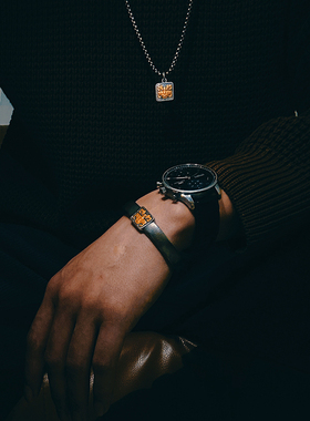 巴赫古法铁翦金饕餮金纹手镯