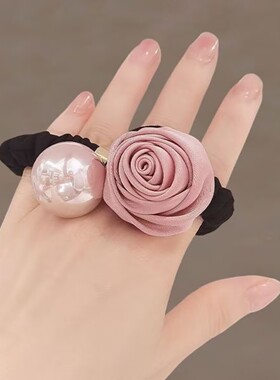 优雅编织玫瑰花朵发圈女头绳发饰