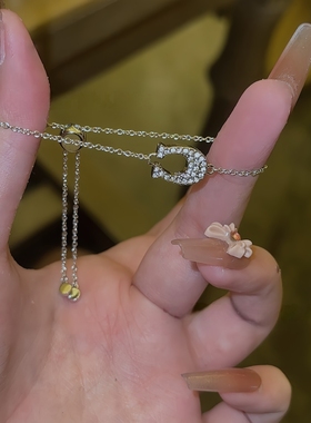 高版本COA蔻家C字项链满钻锁骨链双环字母珐琅轻奢饰品情人节礼物