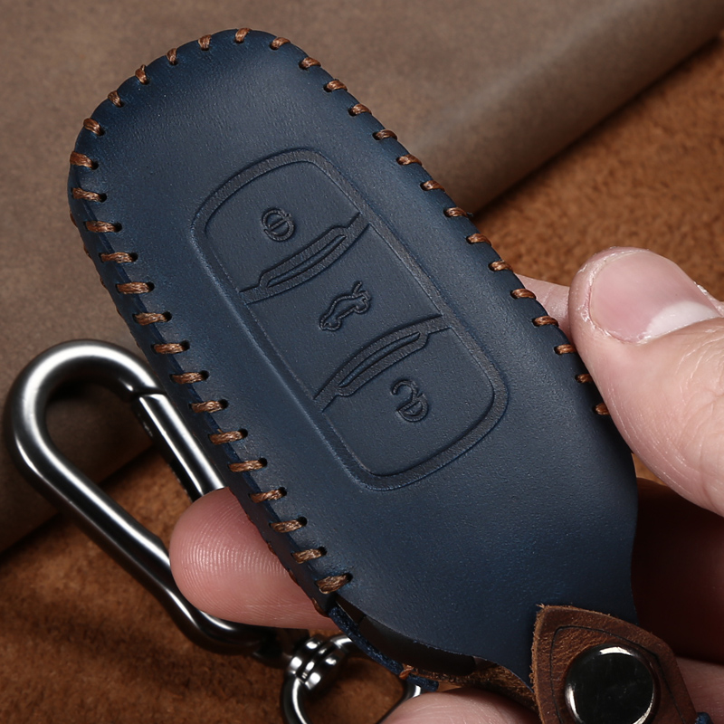 手工真皮车钥匙套适用于丰田吉利汽双擎混动凯美瑞卡罗拉雷凌包扣 - 图3