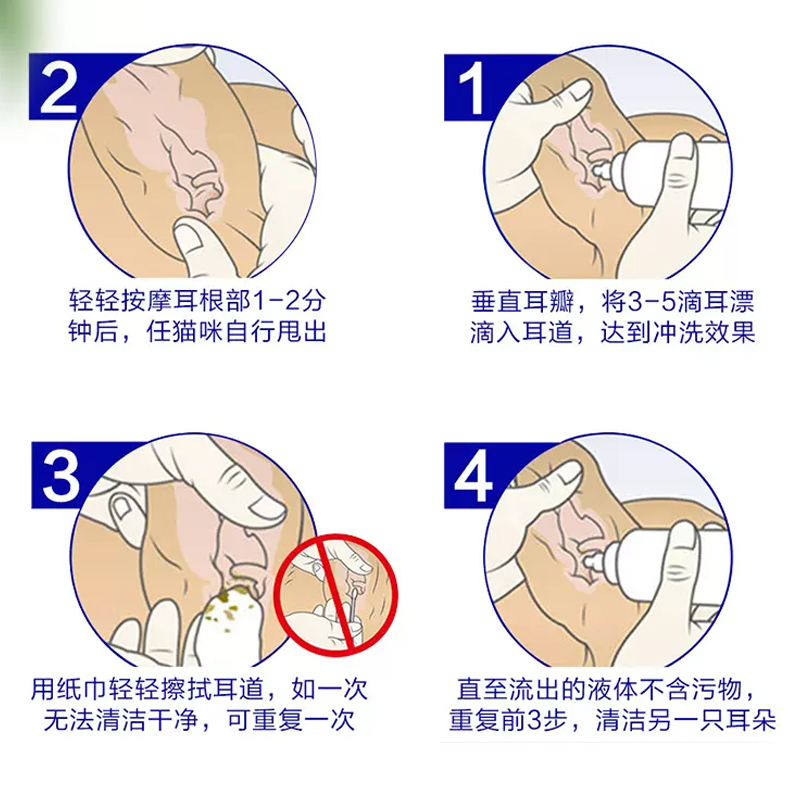 王可可 法国维克耳漂猫咪滴耳液宠物耳螨猫用清洁液狗狗耳朵清洁 - 图2