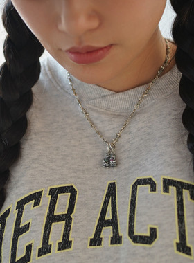 睡莲生生世世 原创设计925纯银吊坠爱心小熊星球元素小众复古挂坠