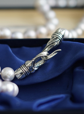 睡莲生生世世雾霾蓝色珍珠项链