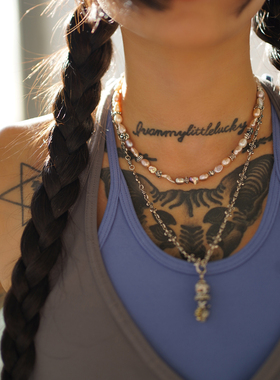 原创手作百搭粉珍珠项链925纯银