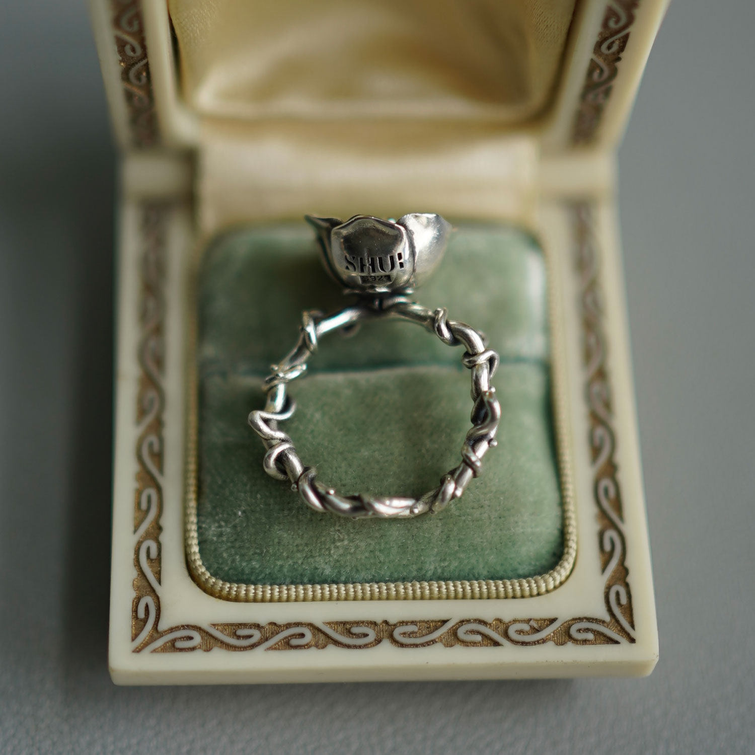 Original design 925 sterling silver ring rose flower