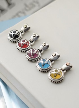 925纯银小众项链情侣五角星滴胶