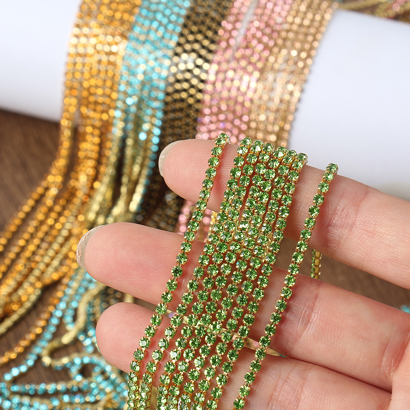 2mm金底密链钻 法式刺绣手缝密爪链条手工DIY娃衣服装辅料材料 - 图0