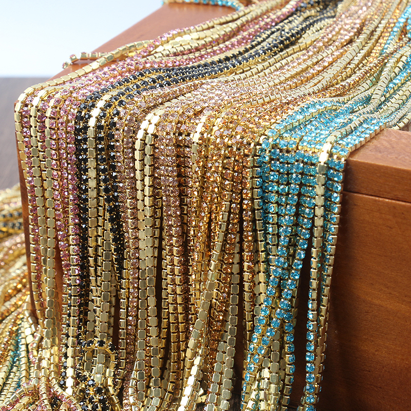 2mm金底密链钻 法式刺绣手缝密爪链条手工DIY娃衣服装辅料材料 - 图1