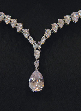 婚礼舞台婚纱礼服配饰锆石项链