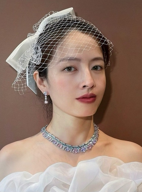 法式重工新娘彩宝锁骨链礼服项链