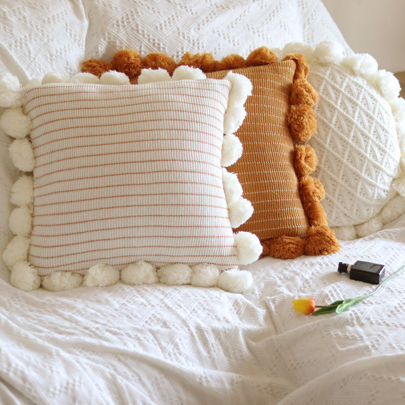 ins针织流苏蒲团抱枕沙发客厅床头靠枕网红花朵抱枕套不含芯靠垫,淘宝优惠券,粉丝福利购,淘宝优惠卷