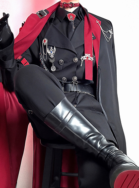 枪黑红cosplay鳄鱼纹蛇纹皮项圈