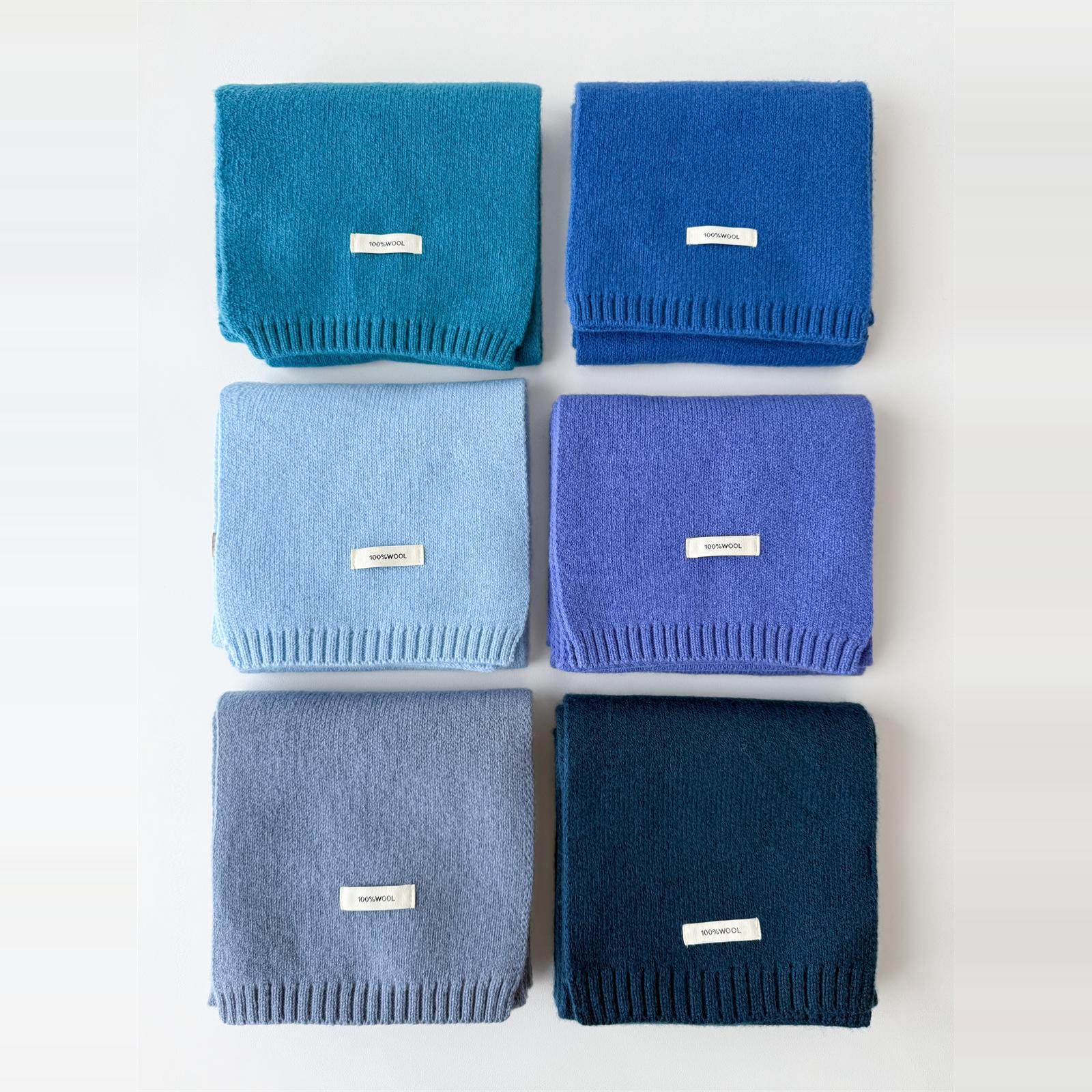 冰川蓝系列。深蓝色羊毛围巾。100绵羊毛柔软日系清新针织围脖冬,淘宝优惠券,粉丝福利购,淘宝优惠卷