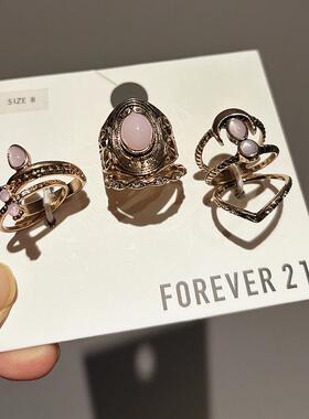 FOREVER21正品做旧粉钻宝石戒指